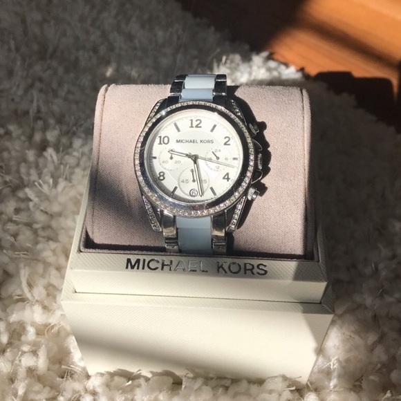 Michael Kors Accessories - Michael Kors Baby Blue and Silver Watch